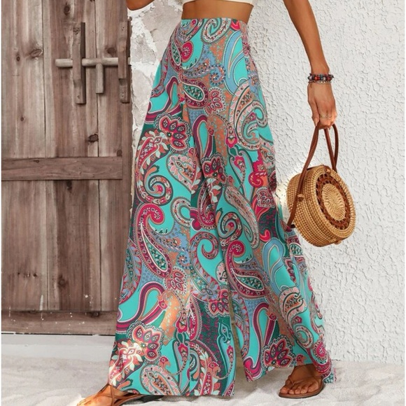 Print Wide Leg Palazzo Pants main image 0